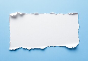 Fototapete - Blank white paper torn on edges with soft blue background for creative design : Generative AI
