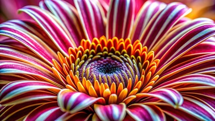 Poster - Macro Photography: Zebra Striped Flower, Unique Floral Design, Close Up Botanical