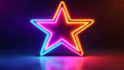 Poster - Vibrant Neon Star Glows Brightly In Dark Setting