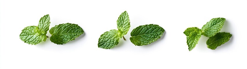 Poster - Clustered Fresh Mint Leaves Showcasing Details on a Bright Light Background for Culinary Arts : Generative AI