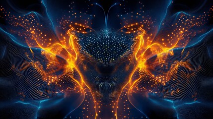 Poster - Dynamic Abstract Artwork Featuring Fluid Lines and Bright Sparks of Light : Generative AI