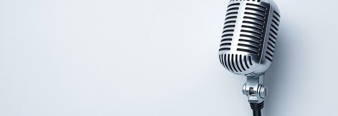 Aufkleber - Vintage style microphone against a soft gray background conveying a sense of classic music and performance : Generative AI