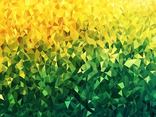 Fototapete - Beautifully blended abstract triangular shapes in green and yellow gradations evoking a sense of tranquility and growth : Generative AI