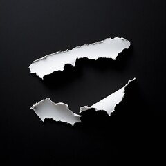 Aufkleber - Minimalistic closeup of torn white paper elements on a sleek black background for creative design use : Generative AI