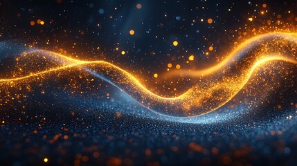 Fototapete - Captivating Abstract Wave of Light and Color with Glittering Particles Against a Dark Background : Generative AI