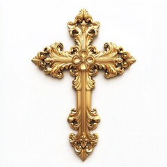 Poster - Stunning golden cross featuring elaborate detailing and artistic craftsmanship with a vintage flair : Generative AI