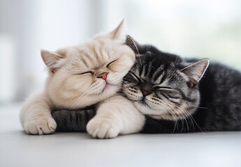 Poster - Adorable Cats Snuggled Together in a Sweet Moment of Relaxation and Comfort : Generative AI