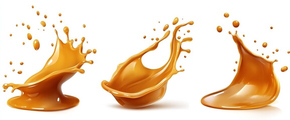 Poster - Smooth and Creative Liquid Brown Splash Art with Dynamic Movement on a White Background : Generative AI