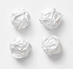 Aufkleber - Crumpled white paper balls scattered artistically on clean background signifies creative brainstorming : Generative AI