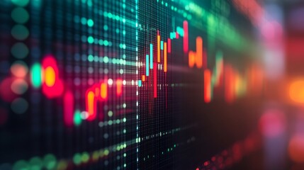 Fototapete - Vibrant financial data graphic showcasing market trends and stock analysis with digital effects : Generative AI