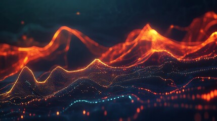 Aufkleber - Vivid digital representation of waves and flowing lines pulsating with energy and colorful lights : Generative AI
