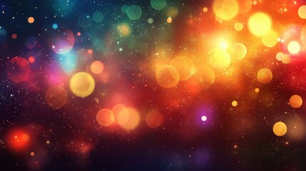 Poster - Colorful Abstract Background with Bright Bokeh and Galaxy Effect