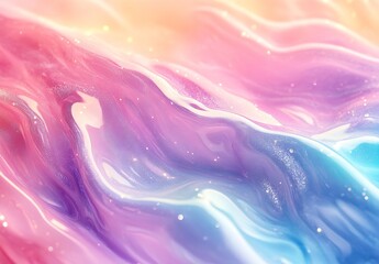 Fototapete - Elegant Flowing Satin with Shimmering Pastel Colors Creating a Dreamy Visual Experience : Generative AI
