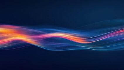 Fototapete - Abstract Colorful Light Waves Flowing Through a Dark Background for Use in Creative Design and Digital Media Projects