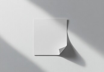 Fototapete - Blank white paper note with curled edge illuminated by soft natural light for creative uses : Generative AI