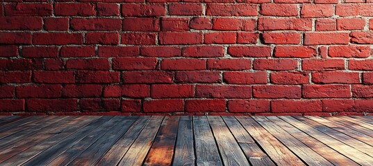 Poster - Detailed Red Brick Wall with Floor Perfect for Photography and Backdrop : Generative AI