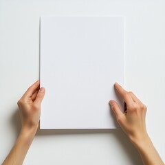 Aufkleber - Gentle hands positioned to hold a clean white sheet of paper for artistic endeavors and projects : Generative AI