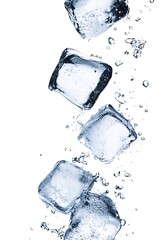 Leinwandbilder - Crystalclear ice cubes splashing into water creating dynamic effects : Generative AI