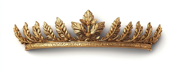 Leinwandbilder - Ornate golden crown featuring detailed leaf patterns showcasing elegance and royal aesthetic appeal : Generative AI