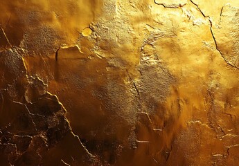 Fototapete - Textured surface of a golden wall with cracks showcasing an antique and luxurious appearance : Generative AI