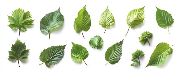Aufkleber - Diverse collection of green leaves showcasing various shapes and textures : Generative AI