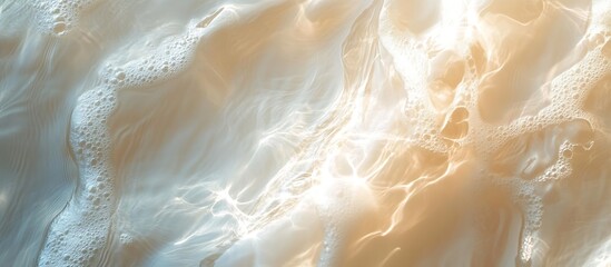 Poster - Soft Golden Water Surface with Reflections and Bubbles for Natural and Relaxing Atmosphere : Generative AI