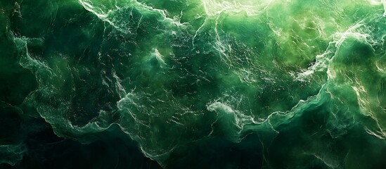 Poster - Highresolution abstract ocean waves creating dynamic textures and deep green hues for design purposes : Generative AI