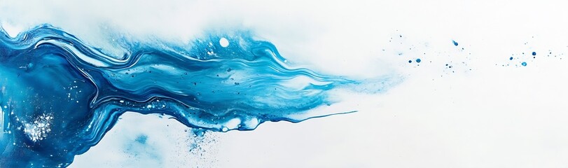 Poster - Captivating blue abstract waves cascading through space providing a vibrant and refreshing artistic scene : Generative AI