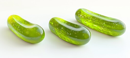 Poster - Fresh Green Cucumbers Displayed on a White Background for Healthy Eating and Cooking Concepts : Generative AI