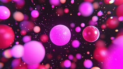 Poster - Abstract Colorful Spheres Floating in Dark Space with Stars
