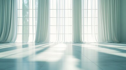 Aufkleber - Bright and airy interior space with large windows allowing natural light to fill the room : Generative AI