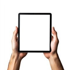 Poster - Diverse Hands Holding a Blank Tablet Ready for Creative Content or Promotion : Generative AI
