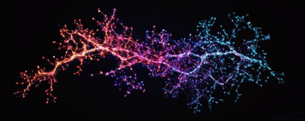 Poster - A vibrant, abstract depiction of interconnected, colorful lines resembling neural pathways against a dark background.