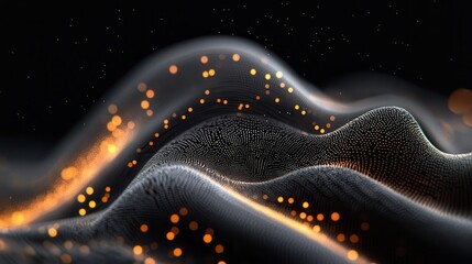 Poster - Abstract Waves of Light and Particles in a Dark Background