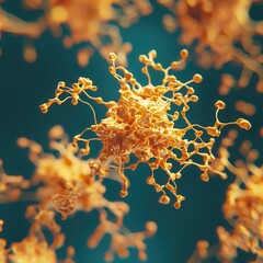 Poster - Intricate Orange and Yellow Abstract Representation of Microscopic Structures