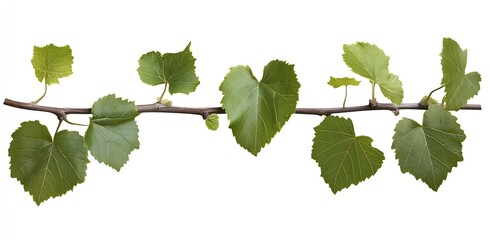 Poster - Lush green vine leaves elegantly growing on a branch representing vitality and nature's beauty : Generative AI