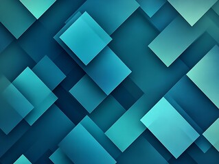 Fototapete - Stylish layered square designs in teal shades perfect for creating striking visuals and modern aesthetics : Generative AI