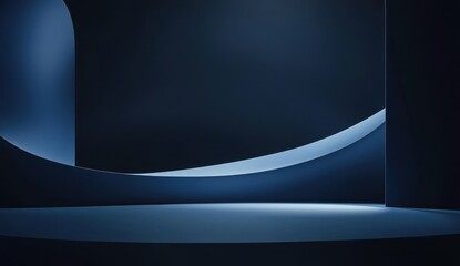 Poster - Abstract geometric composition showcasing smooth lines and curves in a minimalistic dark environment with soft lighting