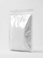 Poster - Minimalist closed pouch bag with a shiny metallic finish suitable for product showcase and packaging design : Generative AI