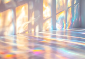 Aufkleber - Stunning Rainbow Light Reflections on Wall and Floor from Colorful Glass Prism : Generative AI