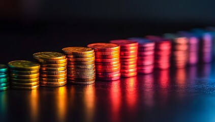 Poster - Colorful Coin Stacks Growing Trend
