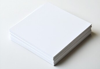Leinwandbilder - Neatly Arranged Stack of Thick White Papers on a Light Surface for Creative Projects : Generative AI