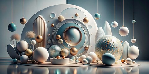 Poster - Minimalist Surreal Science Abstract Forms: Intriguing Composition