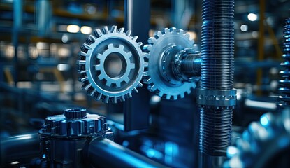 Poster - Industrial gears in motion within a factory
