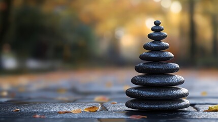 Poster - a balanced stack of rocks symbolizing mindful awareness and the beauty of nature's simple elements