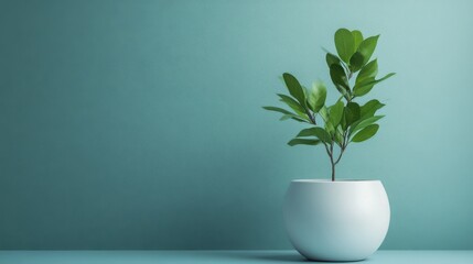 Poster - A plant in a white vase, representing mindful breaks and the beauty of nature in a simple indoor setting