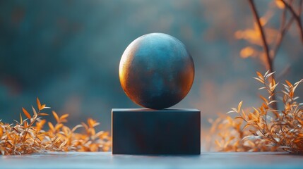 Poster - Elegant egg resting on a simple pedestal symbolizing new beginnings and fresh opportunities in a mindful context