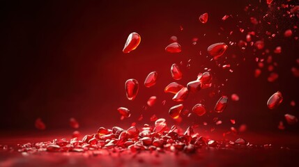 Poster - A heartwarming bunch of red hearts symbolizing love and affection set against a bright red background