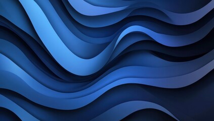 Poster - Abstract Waves in Blue Tones with Soft Curves Creating a Fluid and Modern Background for Design Projects and Creative Applications