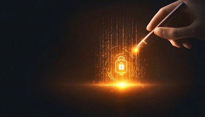 Poster - Digital Hand Creates Secure Data Encryption Lock